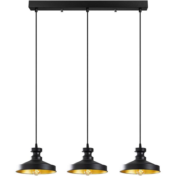 Kattovalaisin Linento Lighting Quincy, 3-osainen, musta/kulta