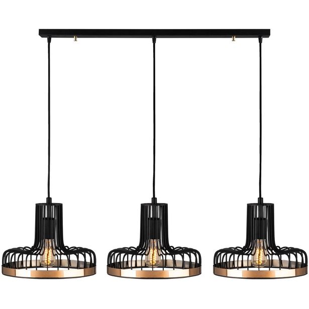 Kattovalaisin Linento Lighting Fabia, 3-osainen, musta/kupari