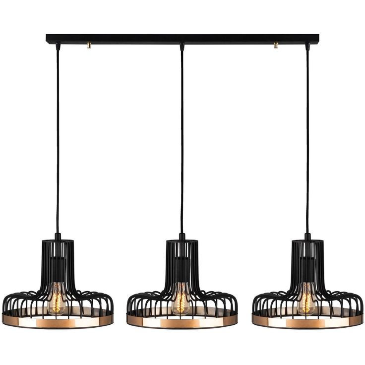 Kattovalaisin Linento Lighting Fabia, 3-osainen, musta/kupari