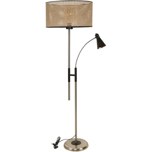 Lattiavalaisin Linento Lighting Forza, 165cm, lukuvalolla, kromi/beige