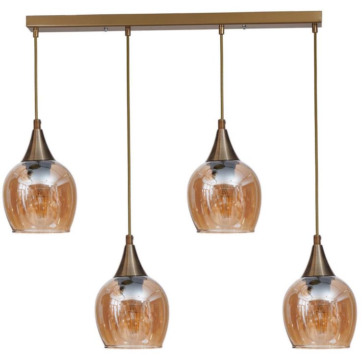 Riippuvalaisin Linento Lighting Enzo 4-osainen, suora, 65cm, hunaja/kulta