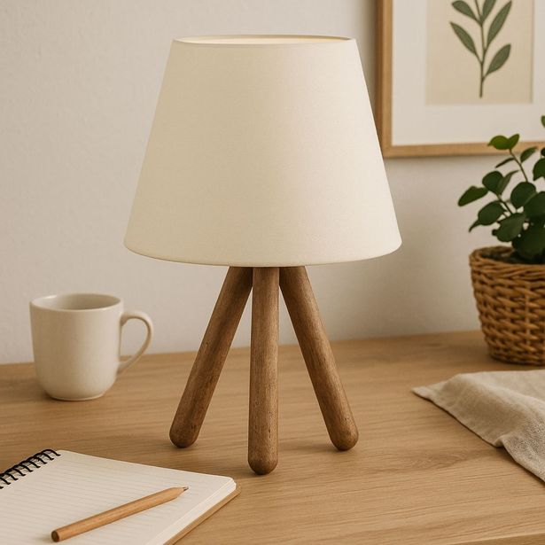 Pöytävalaisin Linento Lighting AYD-1970, Ø22cm, valkoinen/ruskea