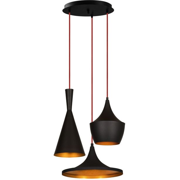 Kattovalaisin Linento Lighting Elmas, 3-osainen, musta