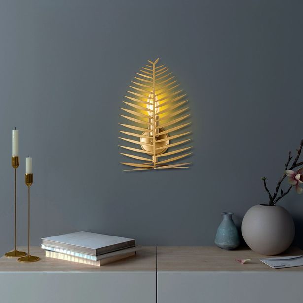 Seinävalaisin Linento Lighting Leaf, 20x30cm, kulta