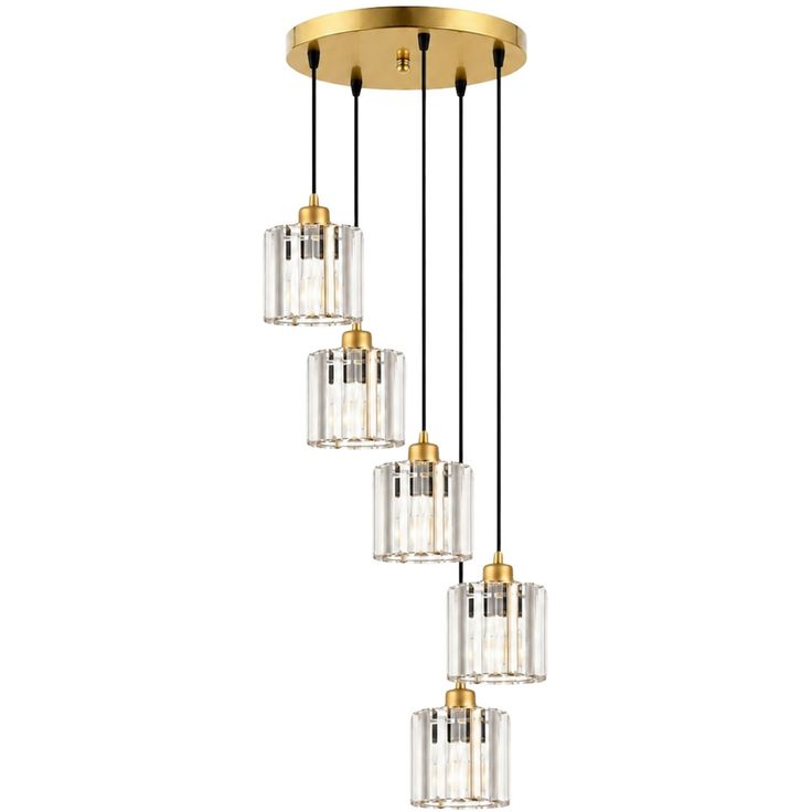 Riippuvalaisin Linento Lighting Yakops-15741, 5-osainen, E27, kulta