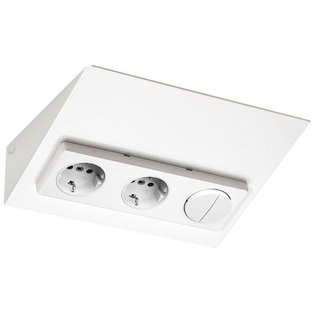 Pistorasia Limente Luxa-32, 30W, 24V LED-virtalähde, kaksoiskytkin, valkoinen