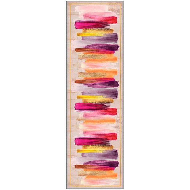 Käytävämatto Linento Vesper 80x250cm pinkki/keltainen