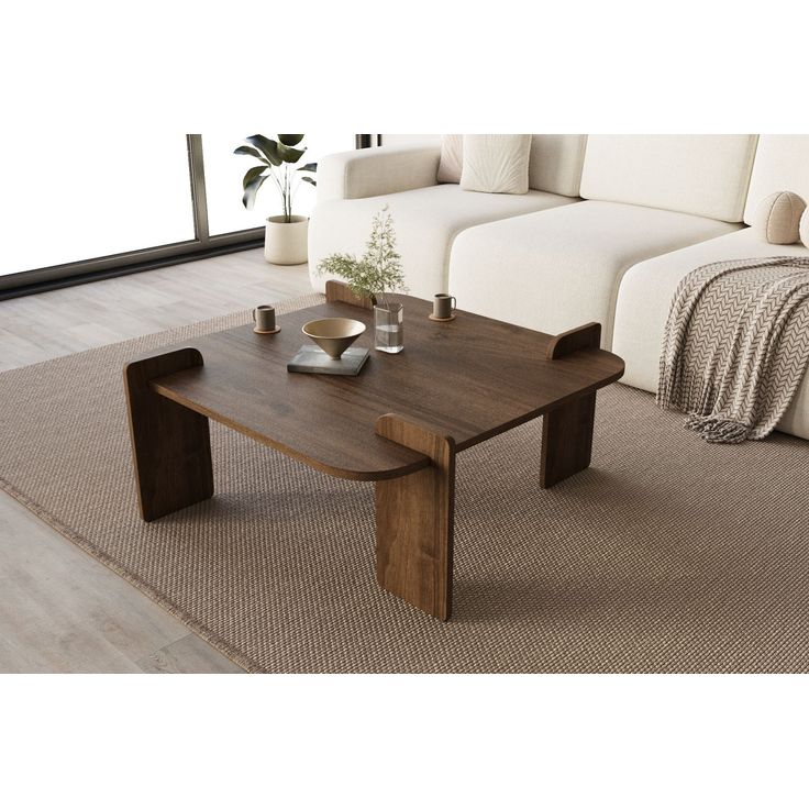 Sohvapöytä Linento Furniture Wood, 90x90cm, tummanruskea