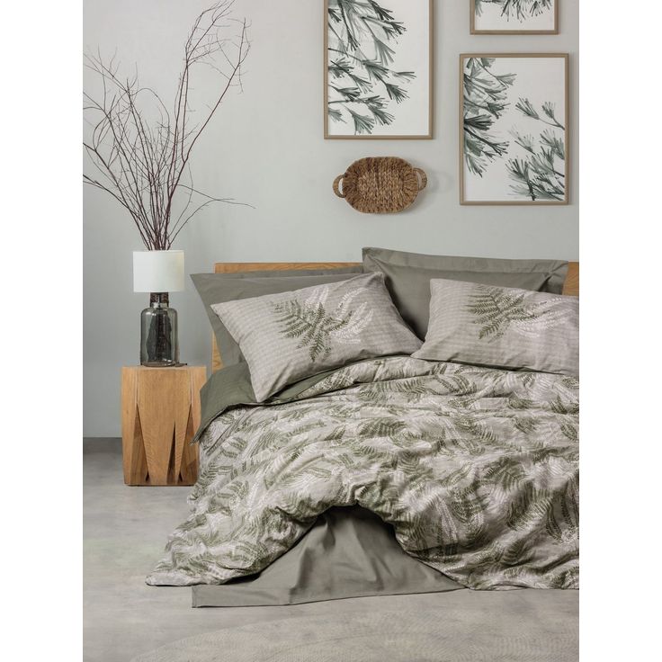 Vuodevaatesetti Linento Frond, khaki