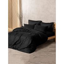 Parivuoteen pussilakanasetti Linento Plaid, 260x220cm + 50x80cm, musta