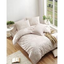 Parivuoteen pussilakanasetti Linento Kralice, 260x220cm + 50x80cm, beige/valkoinen