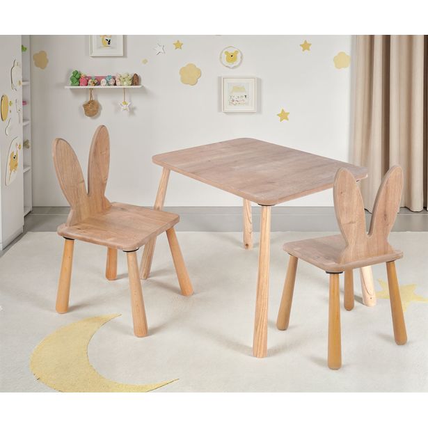 Lasten pöytä + 2 tuolia Linento Furniture BLTYZ-AKTV059-1, 45x60cm, ruskea