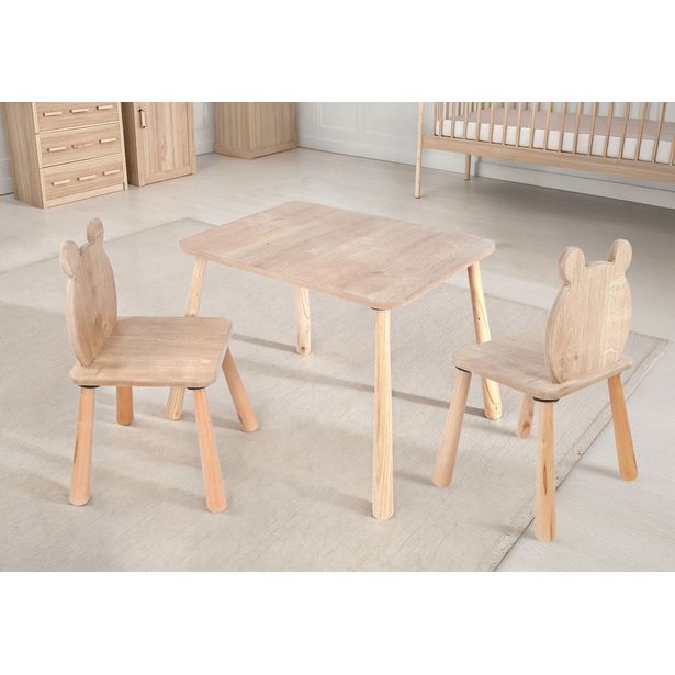 Lasten pöytä + 2 tuolia Linento Furniture BLTYZ-AKTV063-1, 45x60cm, ruskea