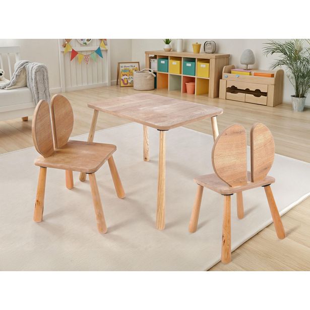 Lasten pöytä + 2 tuolia Linento Furniture BLTYZ-AKTV064-1, 45x60cm, ruskea