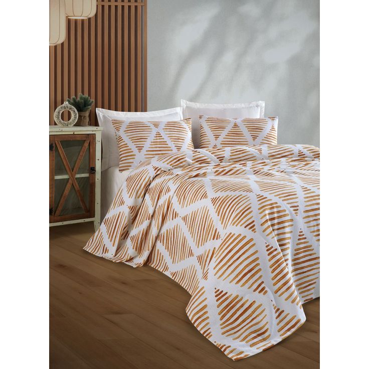 Päiväpeitto Linento Segment, 160x235cm, sinapinkeltainen