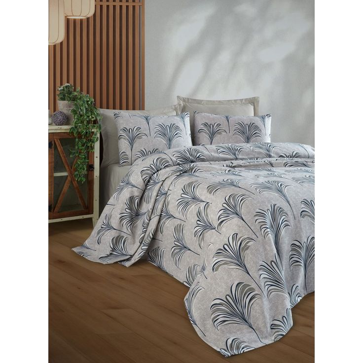 Päiväpeitto + tyynyliina Linento Santo, 160x230cm + 50x70cm, sininen