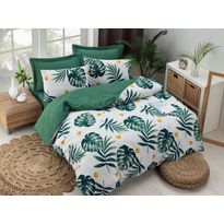 Parivuoteen vuodevaatesetti Linento Monstera, vihreä