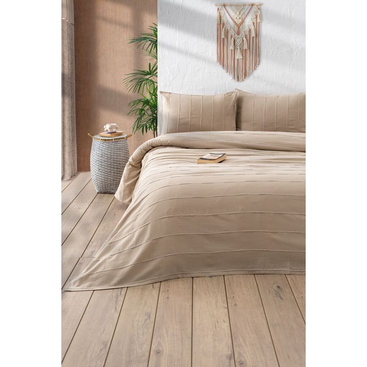 Parivuoteen päiväpeitto + 2 tyynyliinaa Linento Sedef, 210x220cm + 50x70cm, eri värejä