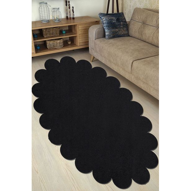 Käytävämatto Linento Ellipse Daisy, 80x120cm, musta