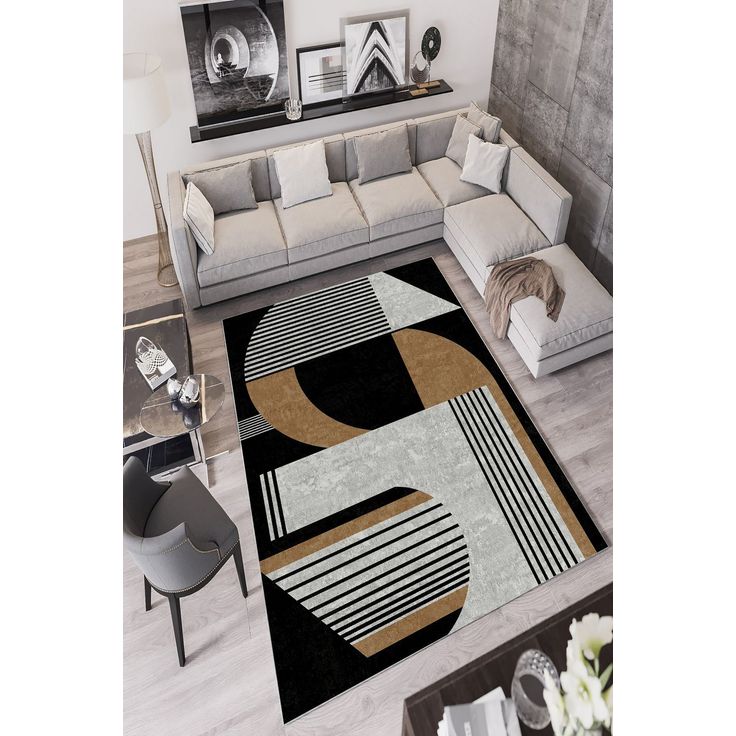 Matto Linento W725, mustavalkoinen/beige, eri kokoja