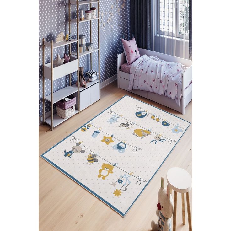 Lastenhuoneen matto Linento W1007, 80x150cm, beige