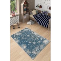 Lastenhuoneen matto Linento Planeetat 100x200cm sininen