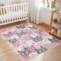 Lastenhuoneen matto Linento W1015, 160x230cm, vaaleanpunainen