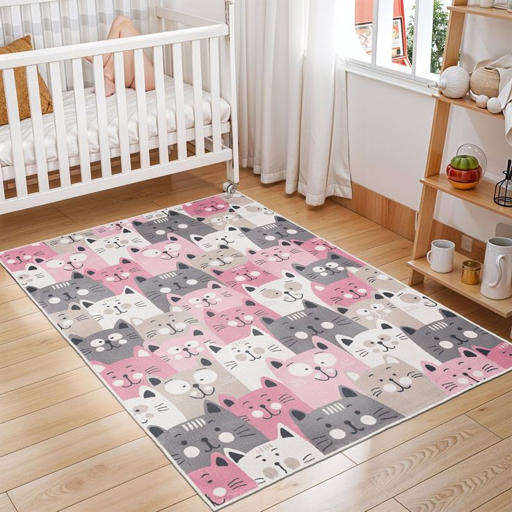 Lastenhuoneen matto Linento W1015, 160x230cm, vaaleanpunainen