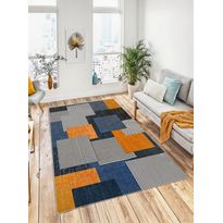 Matto Linento W1043, 180x280cm, sininen/oranssi