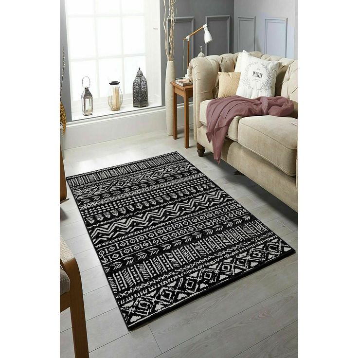 Matto Linento W1082, 60x100cm, mustavalkoinen