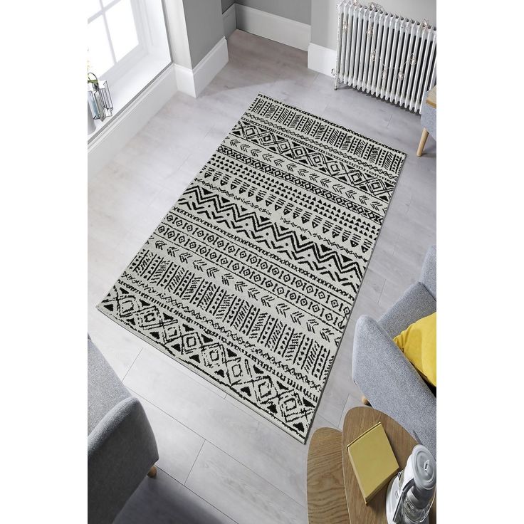 Matto Linento W1083, 60x100cm, mustavalkoinen