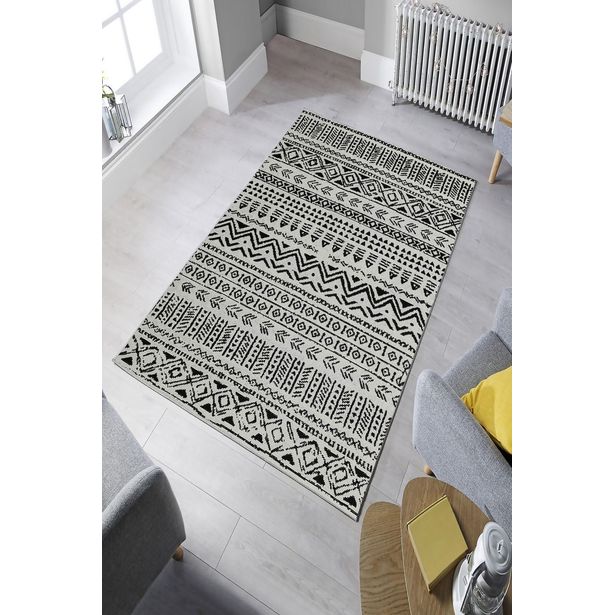 Käytävämatto Linento W1083, 80x120cm, mustavalkoinen