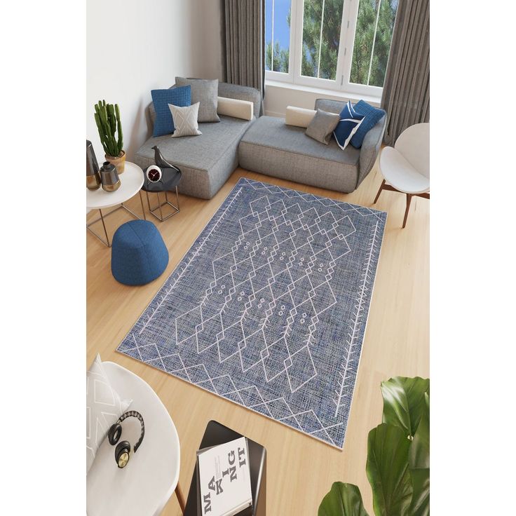 Matto Linento W1172, 100x150cm, sininen