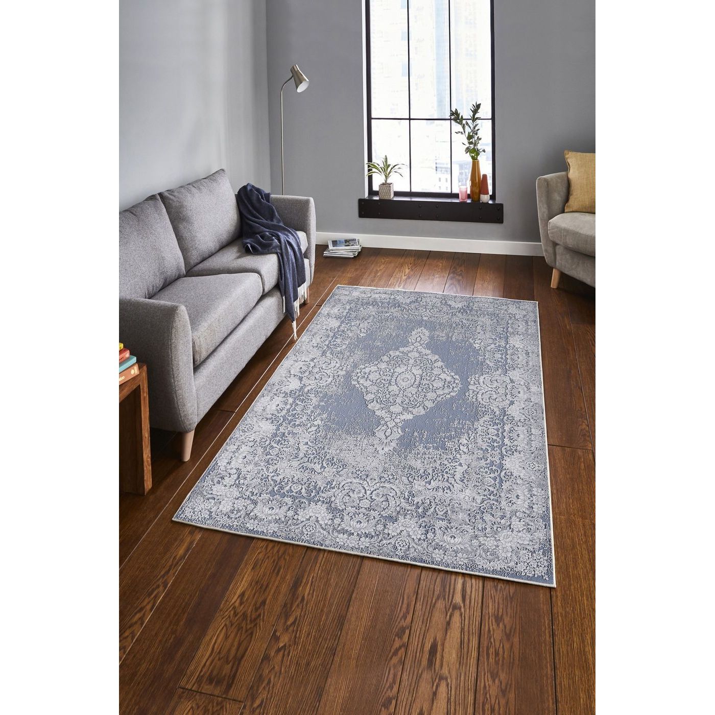 Matto Linento Wilmina 100x150cm siniharmaa