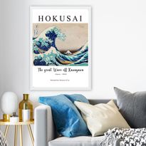 Taulu Linento Hokusai - The Great Wave, 55x75cm, sininen