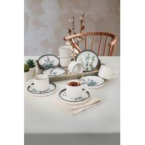 Kahviastiasto Linento Colette, 12 osaa, valkoinen/monivärinen
