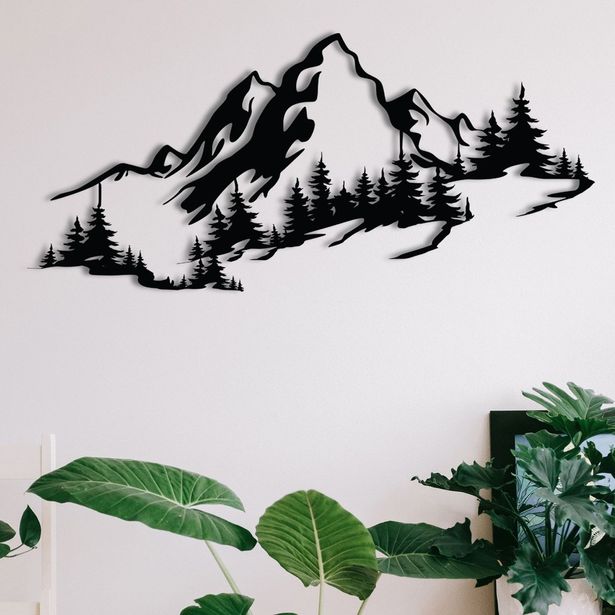 Metallinen seinäkoriste Linento Mountain 3, musta