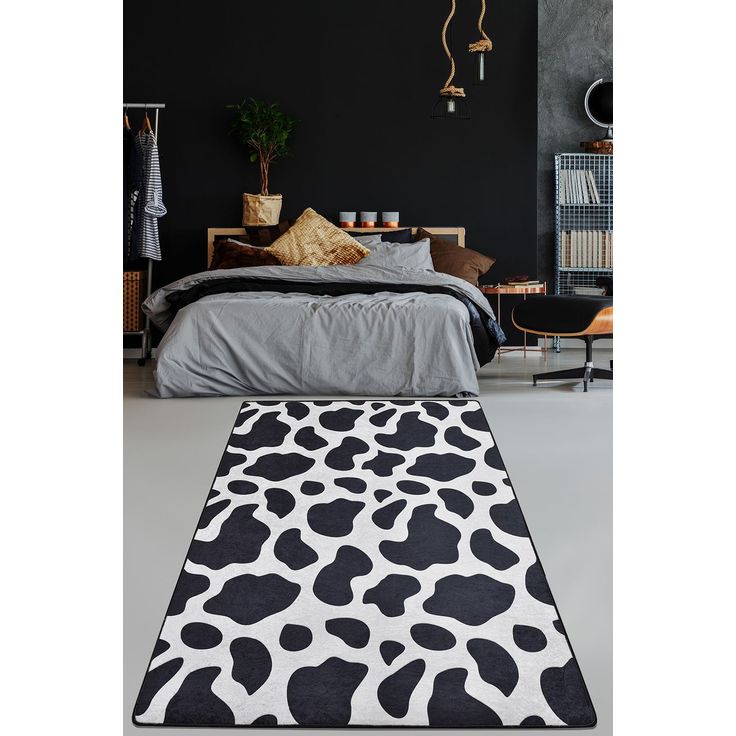 Käytävämatto Linento Cow, 80x150cm, mustavalkoinen