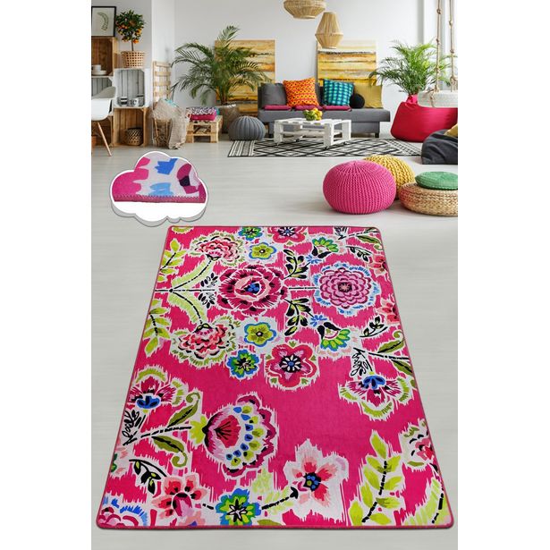 Käytävämatto Linento Bouquet, 80x140cm, pinkki