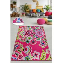 Matto Linento Bouquet, pinkki, eri kokoja