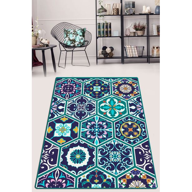Käytävämatto Linento Mosaic 80x140cm sininen/vihreä