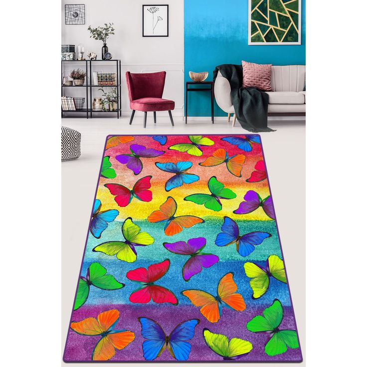 Käytävämatto Linento Colorato Farfalle, monivärinen, eri kokoja