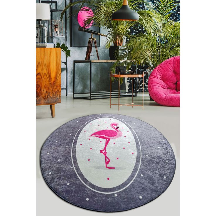 Pyöreä matto Linento Chile Flamingo, Ø100cm, monivärinen