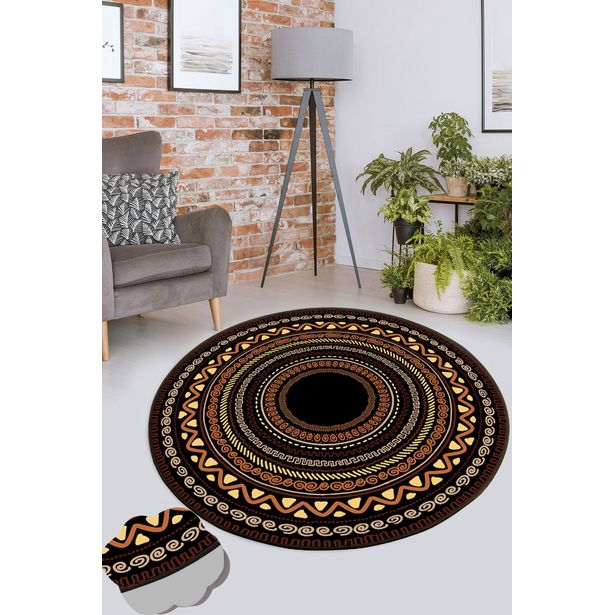 Pyöreä matto Linento Mistik Mandala, Ø100cm, ruskea