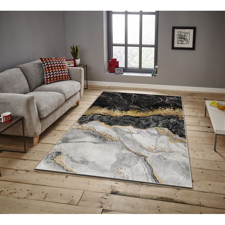 Matto Linento ASR CRPT-136, 100x140cm, musta/kulta