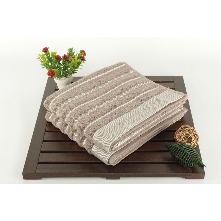 Käsipyyhe Linento Saheser, 50x90cm, raita, beige, 2kpl