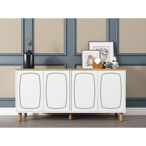 Senkki Linento Furniture Yekta, leveys 150cm, valkoinen/ruskea