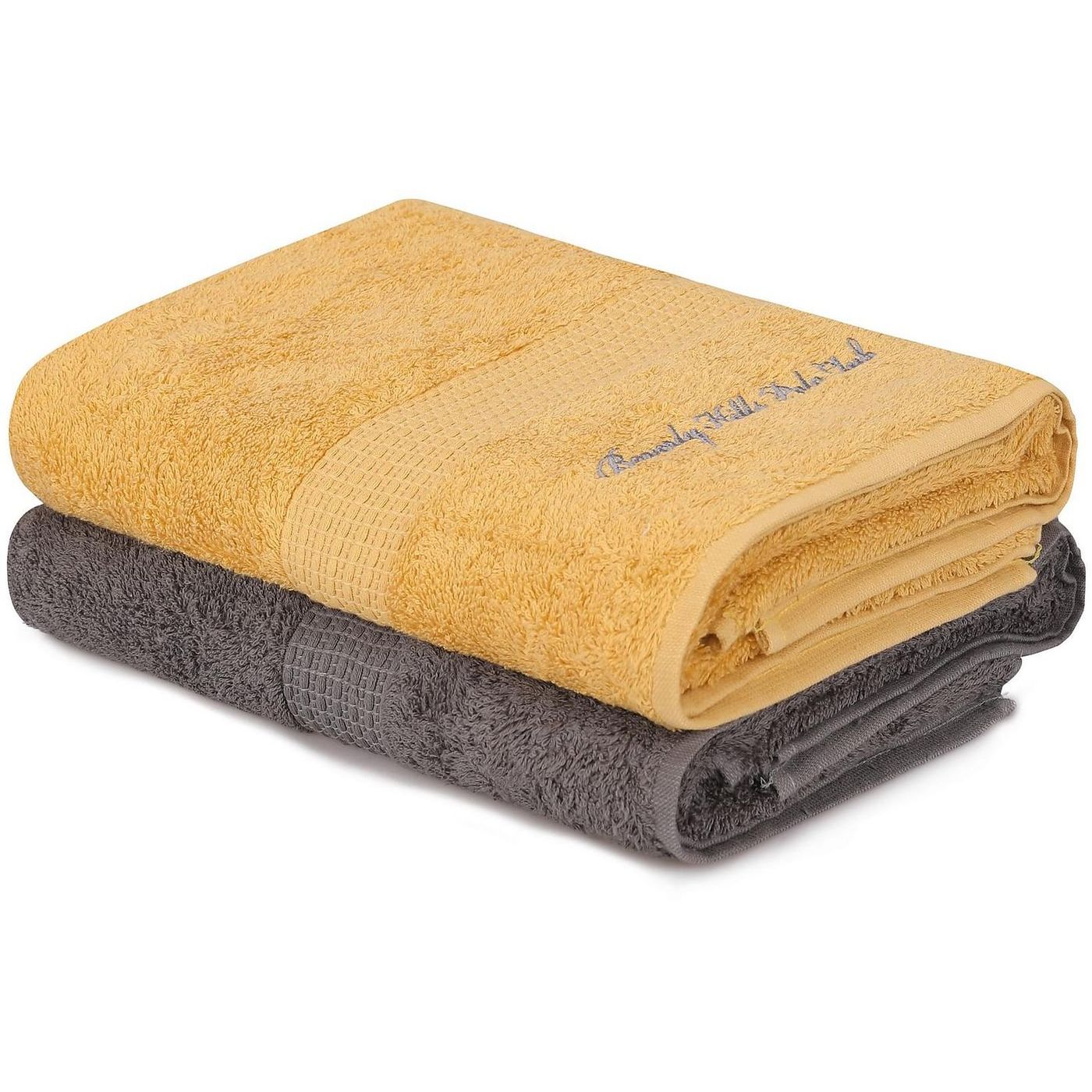 Kylpypyyhe Linento Beverly Hills Polo Club, 70x140cm, harmaa/keltainen, 2kpl