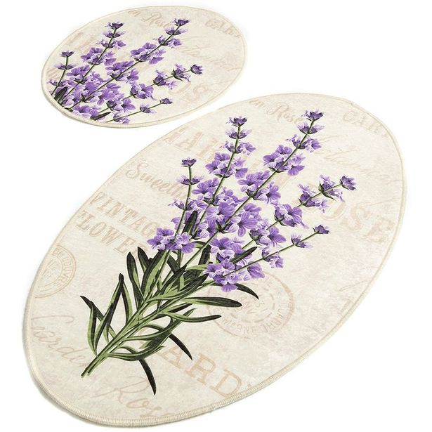 Kylpyhuonemattosetti Linento Lavender, 2kpl, valkoinen/liila