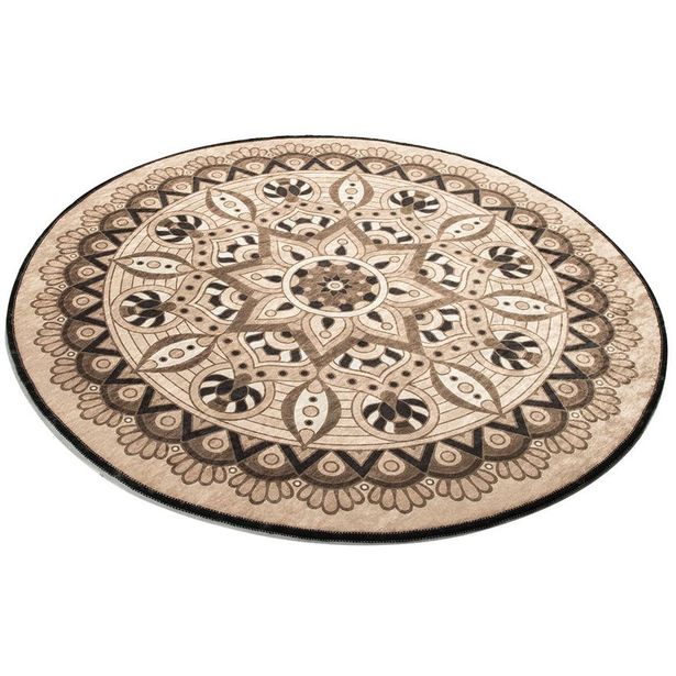 Kylpyhuonematto Linento Mandal, Ø100cm, beige